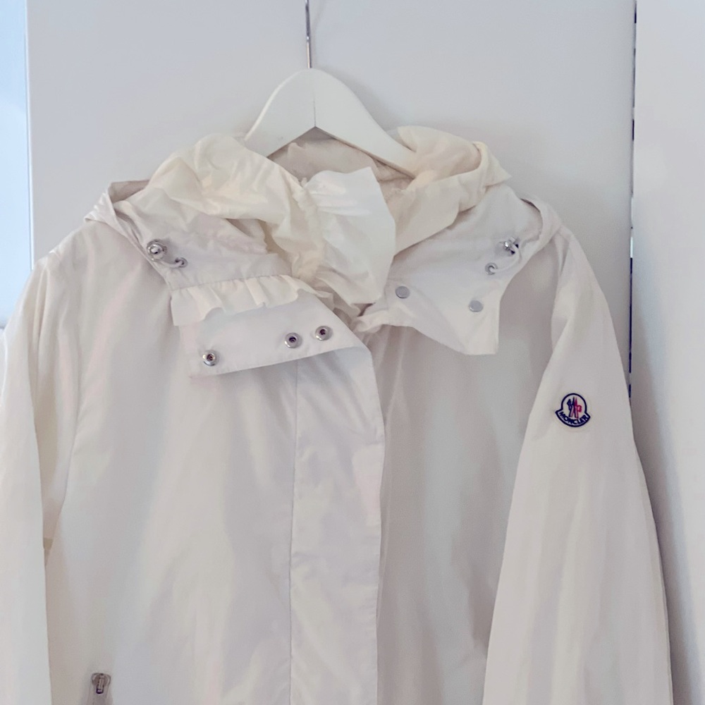 Moncler white short rain coat
